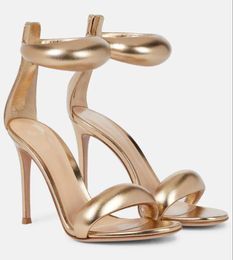 Designer Women Sandal GR Rossi Bijoux 105MM leather sandals Dress Shoes Heel Summer Luxury Shoes Dress Wedding Shoes GOLD Pumps With Box EU35-42