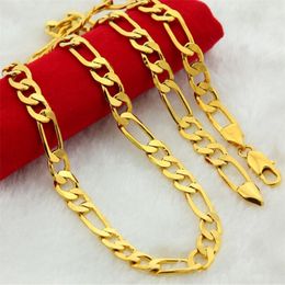 Fashion European Hip Hop Gold Plating Copper Necklace Vacuum Plating Imitation Gold Ornament Curb Necklaces More Sizes Three-Room Necklace