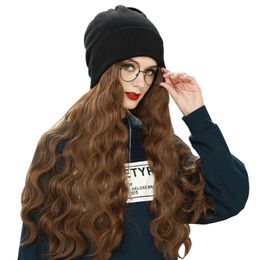 24-Inch Integrated Wig Beanie Stylish Knit Cap Variety of Unique Styles Soft Cosy Interior Ideal for Winter Great for Gifting Durable Hair Suitable for All Occasions