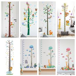 Cartoon Tree Animals Height Measurement Wall Stickers For Kids Room Bedroom Nursery Decoration Self-adhesive Height Ruler Mural