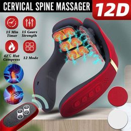 Other Massage Items Heating12 Heads Back and Neck Massager 15 Gears Electric Neck Massage Instrument Massager For Neck Relieve Cervical Spondylosis 230609