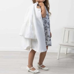 Girl's Dresses Natural Cotton And Long Sleeve Girls Dress Coat Spring New Casual Buttoned Up White Jacket Kids Clothing
