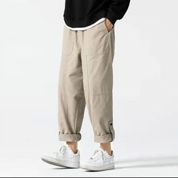 Pants Wide Leg Men's Cargo Pants Man Loose Crimping Korean Fashion Men Joggers Military Tactical Pants Men's Work Trousers Sweatpants