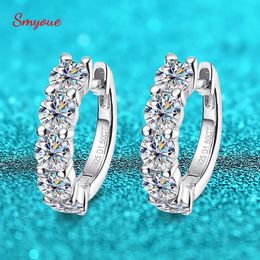 Hoop Huggie Smyoue 18k 3cttw Hoop Earring for Women 4mm Stones D Color Sparkling Created Diamond Earring 100% 925 Sterling Silver 230609