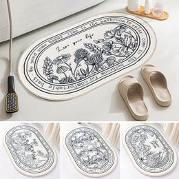 Mats Retro Bath Mat Non Slip Bathroom Rug Soft Bath Rug Washable Doormat Absorbent Oval Home Carpets INS Decoration Alfombra