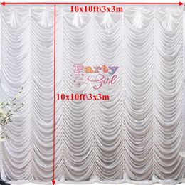 Party Decoration 10x10ft White Ice Silk Backdrop Curtain Stage Background Po Booth Event