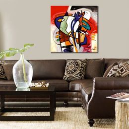 Abstract Canvas Art Paint The Town Red Handcrafted Oil Painting Modern Decor for Studio Apartment