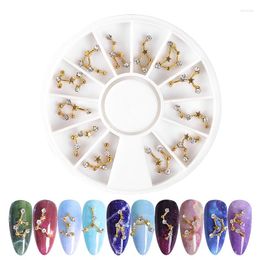 Nail Art Decorations 12 Constellation 3D Alloy Gold Rhinestones Stones Jewels Decoration In Wheel DIY Manicure Accessories