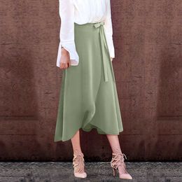 Skirts Solid Colour long elegant irregular hem casual bow tie lace summer women's skiing street outfit Dailywear 2023 G220606