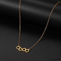 Pendant Necklaces CACANA Sweet Love Connexion Heart Choker Necklace Statement Girlfriend Gift Cute Gold Colour Stainless Steel Jewellery R230612