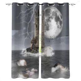 Curtain Beautiful Seascape With A Mysterious Tower Window Home Living Room Decorative Textile Decoration Bedroom Curtains