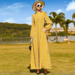 Casual Dresses Spring Summer Dress For Girls Floral Printed Long Event Vacation Holidays Ball Gown Party Clothing Women Robe Vintage 9206