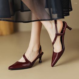 Sandals 2023 Summer Women Patent Leather Shoes For Pointed Toe Thin Heel Elegant Ladies Cover High Heels
