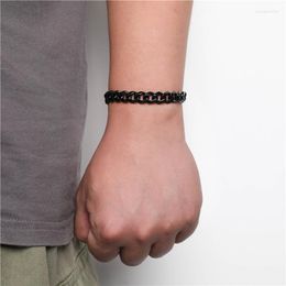 Link Bracelets US7 Black Bracelet Men's Accessories Cuban Hip Hop Chain Stainless Steel Gift Vintage Jewelry 2023