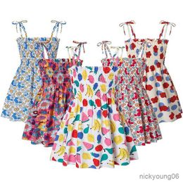 Girl's Dresses New Fashion Baby Girls Printed Cotton Dress Summer Children's Girl Clothing Suspenders R230612