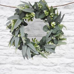 Decorative Flowers 42cm Money Eucalyptus Decorations Wreath Plants Background Wall Window Wedding Party Supplies Gifts Christmas Decor