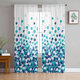 Curtain Farmhouse Watercolour Dot Gradient Teal Voile Sheer Curtains Living Room Window Tulle Kitchen Bedroom Drapes Home Decor