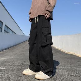 Men's Pants Europe And America Hiphop Cargo Men's Straight Tube Loose Retro American Functional Casual Trousers High Street Versatile