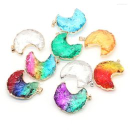 Pendant Necklaces Natural Stone Crystal Pendants Moon Shape Reiki Heal Energy For Charm Jewelry Making DIY Earring Necklace Gift