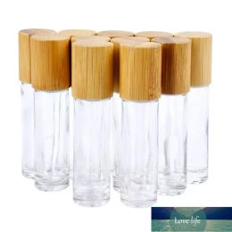 5ml 10ml Essential Oil Roll-on Bottles Clear Glass Roll On Perfume Bottle with Natural Bamboo Cap Stainless Steel Roller Ball Fashion