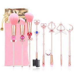 Makeup Tools 8 Pcs Kawaii Brush Set with Cute Pink Pouch Cardcaptor Sakura Cosmetic Tool Sets Kits for Daily Use 230612