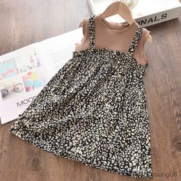 Girl's Dresses Girls Leopard Dress 2023 Summer New Arrivals Children Sleeveless Cotton Pattern Sstrap Clothes 3-7Years R230612