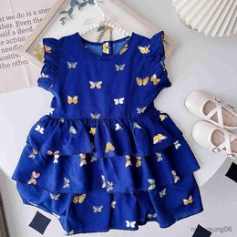 Girl's Dresses Girls Summer Dress Butterfly Print Casual Kids Toddler Costume Girl Clothes Wear R230612