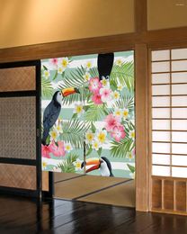 Curtain Animal Bird Tropical Flower Door Japanese Partition Kitchen Decorative Drapes Entrance Hanging Half-curtain