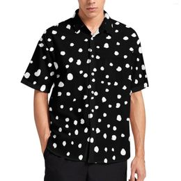 Men's Casual Shirts Dalmatian Spots Print Loose Shirt Male Beach White Polka Dots Hawaii Design Short Sleeves Vintage Oversize Blouses