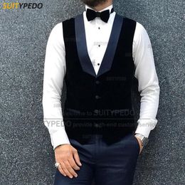 Men's Vests Luxury Black Velvet Men Suit Vests Wedding Sleeveless Jackets Slim fit Groomsman Groom Business Single Breasted Waistcoat Tops 230612