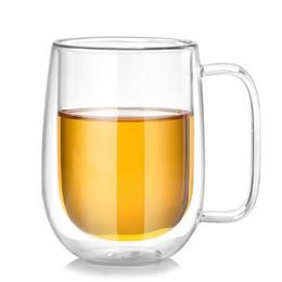 250ML Heat Resisting Double Wall Layer Glass Tea Coffee Juice Mug Water Wine Galsses Drink Cup With Handle