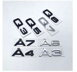 3D Buchstaben Zahlen Emblem für Audi A3 A4 A5 A6 A7 A8 Q2 Q3 Q5 Q7 Kofferraumdeckel Typenschild Abzeichen Logo Aufkleber Chrom glänzend Schwarz