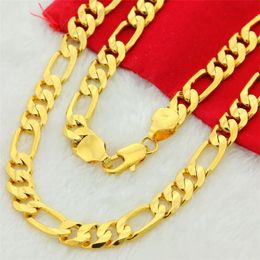 European Hip Hop Gold Plating Copper Necklace Vacuum Plating Imitation Gold Ornament Curb Necklace Necklace More Sizes Three-Room Necklace Classic