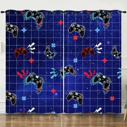 Curtain Boys Games Curtains Blue Gamepad Window For Bedroom Living Room Kids Girls Teens Video Game Controller