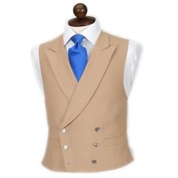 Blazers Double Breasted Men Vests for Wedding Tuxedo with Peaked Lapel Wasit Coat Slim fit Single one Piece Custom Waistcoat New Fashion