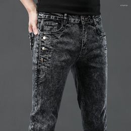 Men's Jeans Spring Autumn Vintage Fashion Men's Designer Snowflake Wash Korean Stretch Pants Male Classic Slim Denim Trousers