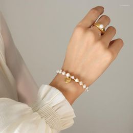 Link Bracelets Dainty Pearl Bracelet For Women Girls Simple Delicate Gold Colour Bead Freshwater Handmade Minimalist Jewellery