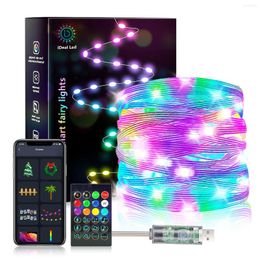 Strings Christmas RGBIC String Light Smart Bluetooth LED Garlands USB App Control Xmas Tree Decoration Outdoor Waterproof Fairy Lights