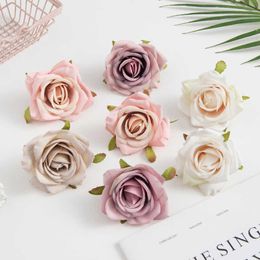 Dried Flowers 100PCS Artificial Cheap Christmas Wreaths Wedding Party Home Decoration Diy Gifts Box Fake Silk Roses Head