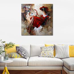 Figure Contemporary Canvas Wall Art Rest Handmade Modern Decor for Hotel Room Decor