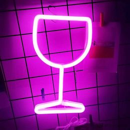 LED Neon Sign LED Neon Light Wine Glass Hanging Neon Sign USB Battery Operated Nightlight for Holidays Bar Home Decor Birthday Gift R230613