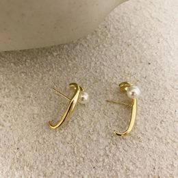 Stud Earrings Retro Pearl Charm For Women Girl 2023 Simple Fashion Trend Metal Geometry Earring Jewellery Accessoies Gift