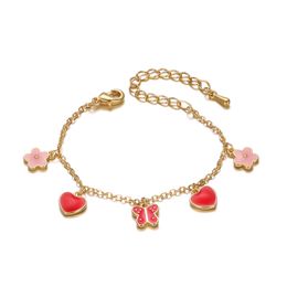 Charm Bracelets Heart Love Butterfly Chain Adjustable Bracelet Gift Trend Fashion Kids Jewellery for Girl Drop 230612