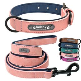 Dog Collars Leashes Leather Dog Collar Leash Custom Durable Leather Pet Collars and Leashes Walking Leads Strap Cusomized for Small Medium Large Dog 230612