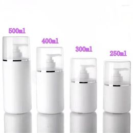 Storage Bottles 250/300/400/500ml Lotion Pump Bottle White Plastic Shampoo Empty Cosmetic Container Facial Cleanser Essential Oil