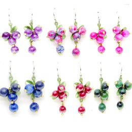 Dangle Earrings CSxjd 2023 Plant Jewelry Natural Pearl And Stone Blueberry Cranberry Flower