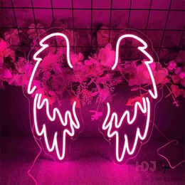 LED Neon Sign Custom Pair Angel Wings Led Neon Sign Decor Wedding Bar Neon Light Background Decor Light Girls Gift R230613