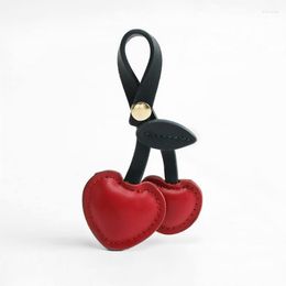 Keychains 2023 Bag Charm Accessories Handbag Pendant Cherry Creative Keychain Schoolbag Love Heart Leather