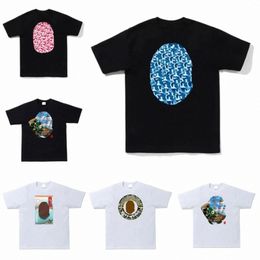 24 Bape summer designer Mens T-Shirts Tees Side Double Sided Camouflage Shark Tshirts Clothes Graphic Colorful Cashew Lightning Luminous Cotton ape Shirts