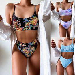 Women's Swimwear ZAFILLE High Waist Swimsuit Dragon Bikini Swimsuit Two Piece Women's Swimwear 2021 Summer Bathing Suit Bather Beach Z0613